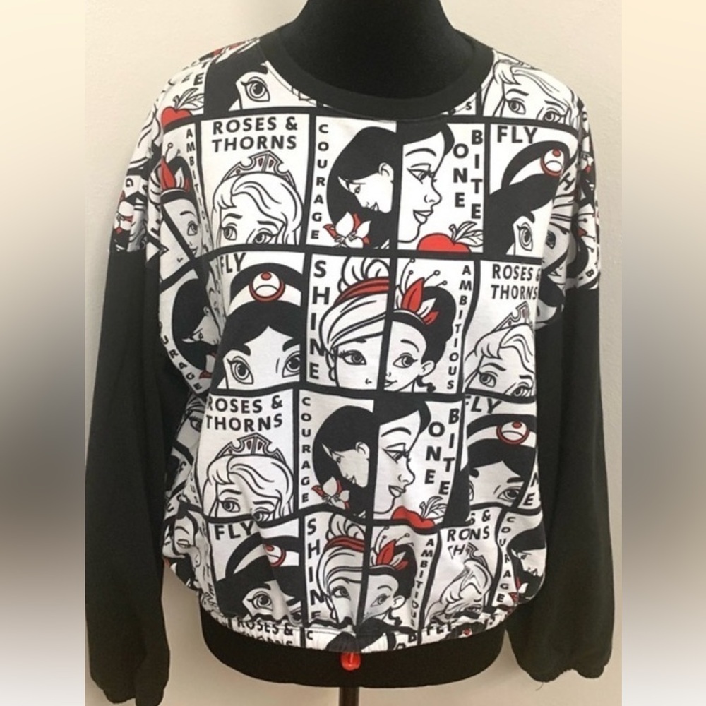 Disney Princess Comic Pop Art Cinch Waist Sweatshirt Medium Graphic Pullover